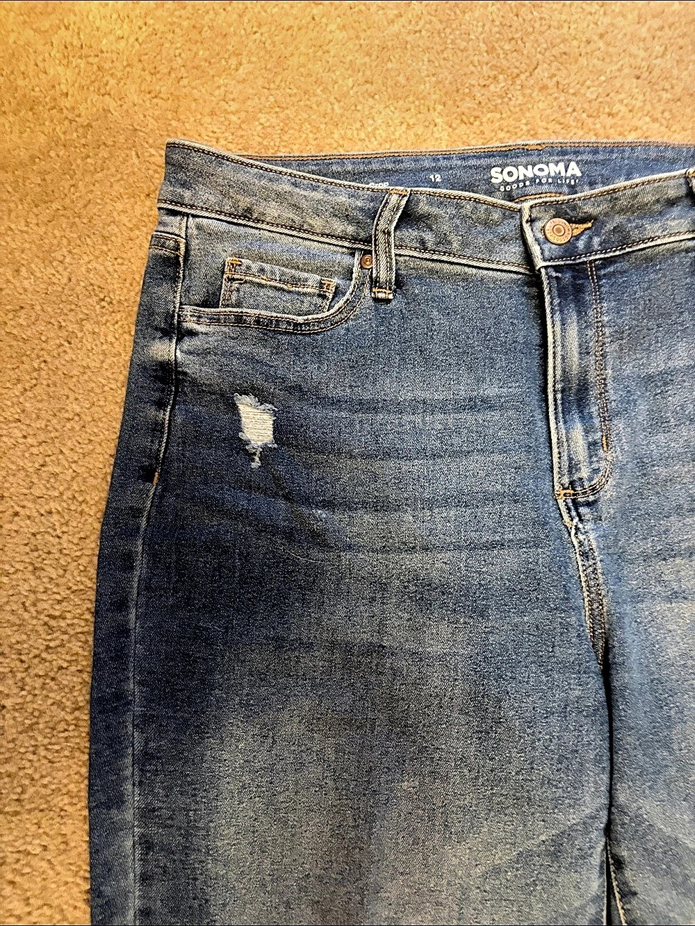 SONOMA Straight Crop Straight Leg Jeans Blue Waist 12 - Picture 6 of 11